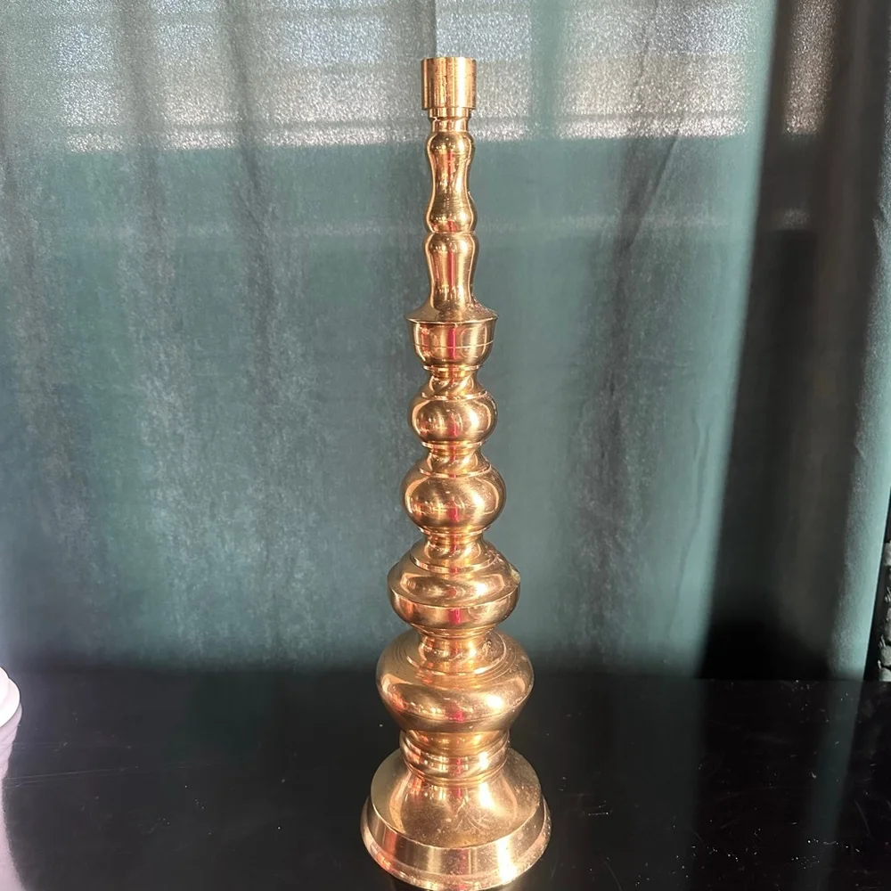 Vintage Heavy Brass Candlestick Candle Holder Japan Hearth Mantle-18